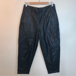 Zara Black Faux Leather Barrel Pants S